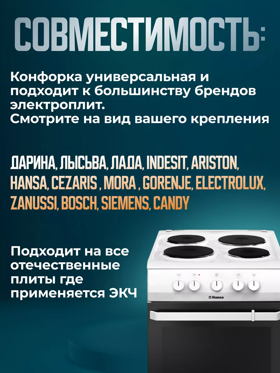 Конфорка для электроплиты ЭКЧ 180 мм 1500 Вт, на штекерах