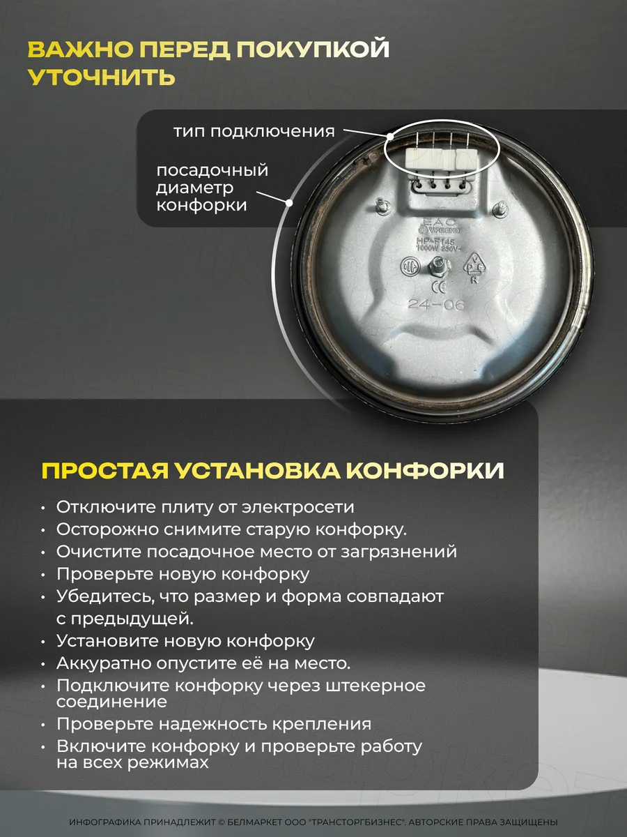 Конфорка для электроплиты ЭКЧ 220 2000 Вт