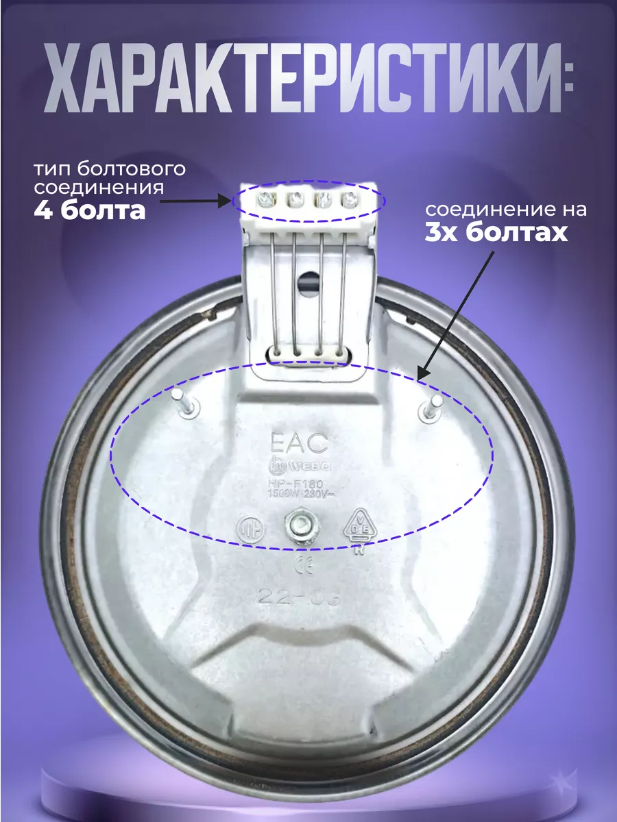 Конфорка для электроплиты WEBO HP -F 180 , 1,5 кВт